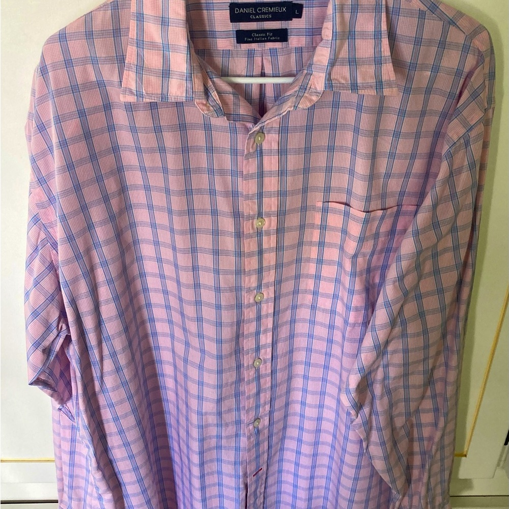 Daniel Cremieux SZ L Pink and Blue Casual Button Down Shirt 100%COTTON
